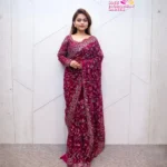 Royal Maroon Embroidered Luxury Saree