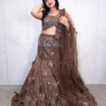 Mocha Bronze Sequin Ruffle Designer Lehenga Set
